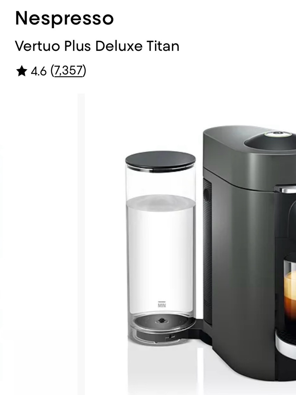 NEW Nespresso LARGE WATER TANK ONLY for Vertuo Plus Deluxe Titan